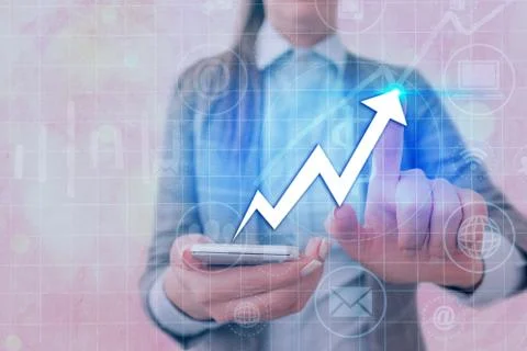 Illustration Line With Arrow Arrowhead Progressing Moving Upward Denoting Stock Photos