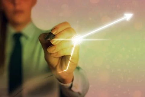 Illustration Line With Arrow Arrowhead Progressing Moving Upward Denoting Stock Photos