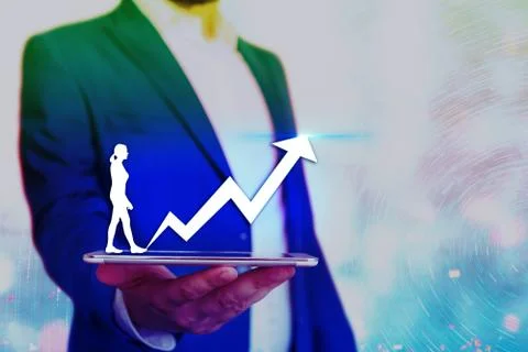 Illustration Line With Arrow Arrowhead Progressing Moving Upward Denoting Stock Photos