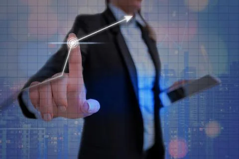 Illustration Line With Arrow Arrowhead Progressing Moving Upward Denoting Stock Photos