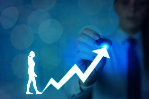 Illustration Line With Arrow Arrowhead Progressing Moving Upward Denoting Stock Photos
