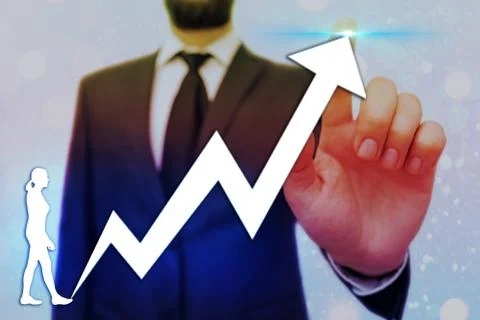 Illustration Line With Arrow Arrowhead Progressing Moving Upward Denoting Stock Photos