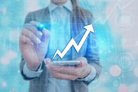 Illustration Line With Arrow Arrowhead Progressing Moving Upward Denoting Stock Photos