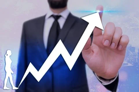 Illustration Line With Arrow Arrowhead Progressing Moving Upward Denoting Stock Photos