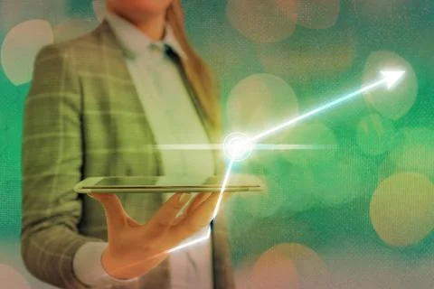 Illustration Line With Arrow Arrowhead Progressing Moving Upward Denoting Stock Photos