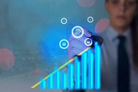 Illustration Line With Arrow Arrowhead Progressing Moving Upward Denoting Stock Photos