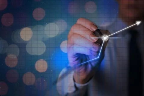 Illustration Line With Arrow Arrowhead Progressing Moving Upward Denoting Stock Photos