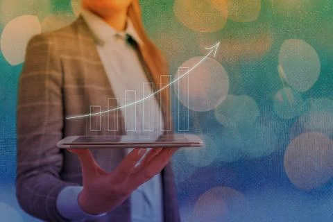 Illustration Line With Arrow Arrowhead Progressing Moving Upward Denoting Stock Photos