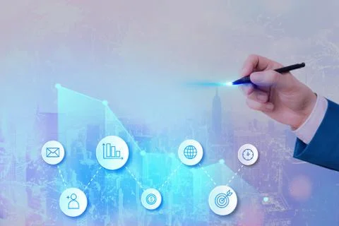 Illustration Line With Arrow Arrowhead Progressing Moving Upward Denoting Stock Photos