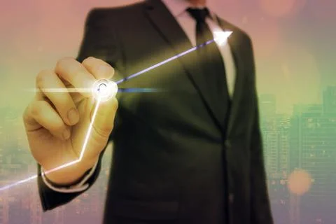 Illustration Line With Arrow Arrowhead Progressing Moving Upward Denoting Stock Photos