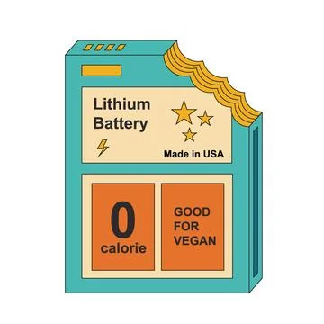 Illustration line stroke lithium battery design funny joke vintage style Stock Illustration