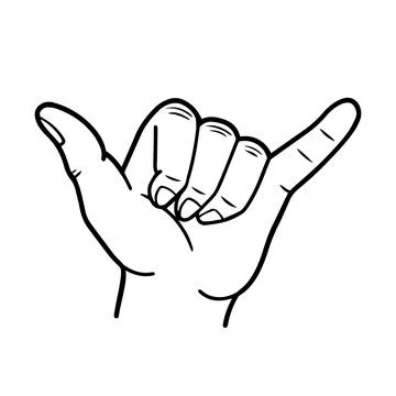 Illustration of a linear shaka gesture. Vector. Stock Illustration