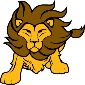 Illustration of lion front view isolated on white background, in vector forma Stock Illustration