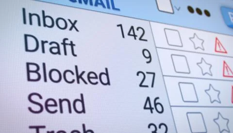 Illustration of a list with blocked emails. Stock Illustration