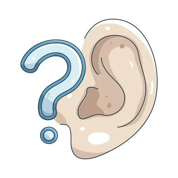 Illustration of listening ear with a question mark Stock Illustration