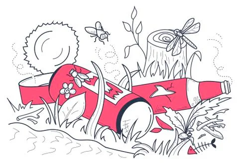 Illustration litter, empty bottle Stock Illustration