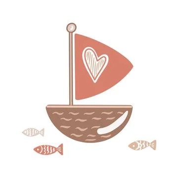 Illustration of little ship, suitable for game, application, toys, playground Illustrazione stock