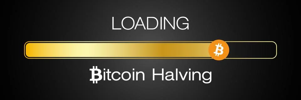 Illustration of a loading bar for Bitcoin halving 2024. Stock Illustration