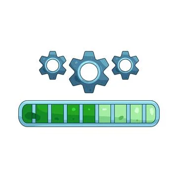 Illustration of loading bar with gears 스톡 일러스트