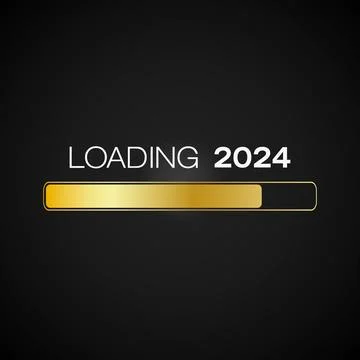 Illustration of a loading bar in gold with the message loading 2024. Illustrazione stock