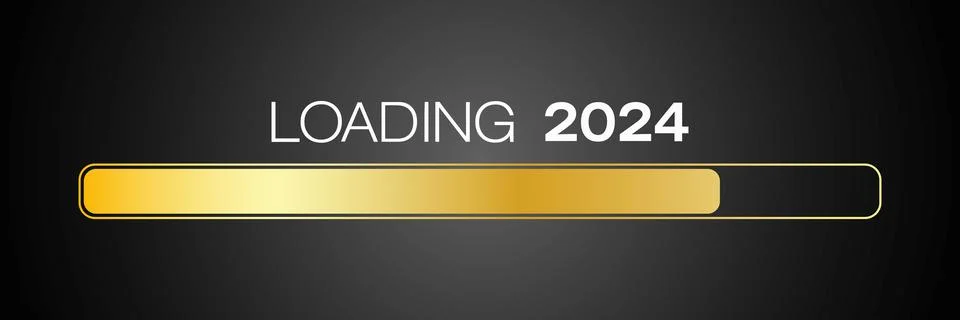 Illustration of a loading bar in gold with the message loading 2024. Illustrazione stock