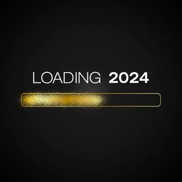 Illustration of a loading bar in gold with the message loading 2024. Illustrazione stock