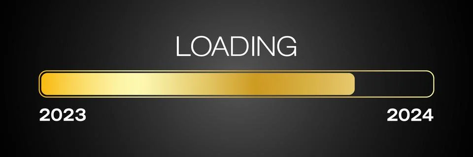 Illustration of a loading bar in gold with the message loading 2024. Illustrazione stock