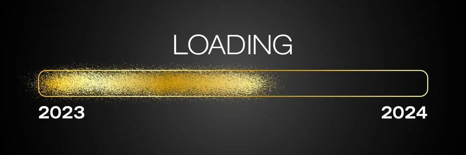 Illustration of a loading bar in gold with the message loading 2024. Illustrazione stock