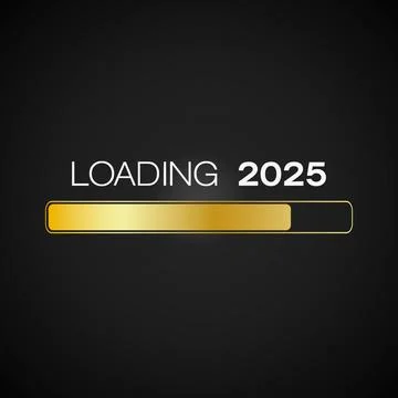 Illustration of a loading bar in gold with the message loading 2025. Stock Illustration