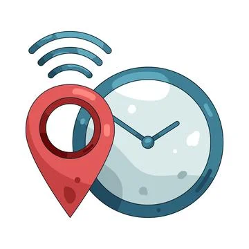 Illustration of Location and clock Stock Illustration
