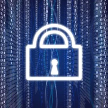 Illustration of lock shape on blue background with numbers Stockillustratie