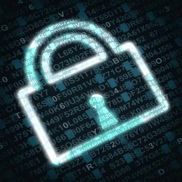  Illustration of lock symbolizing security concept on blue background with... Stock-Fotos