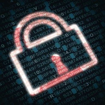 Illustration of lock symbolizing security concept on red background with ... Stock-Fotos
