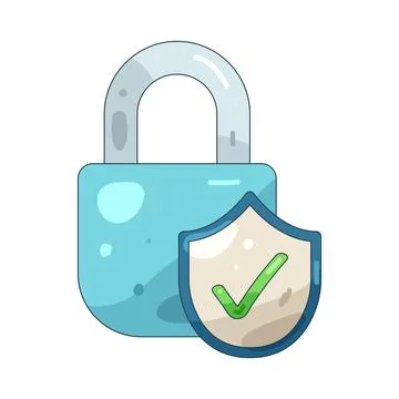 Illustration of locked padlock with a check mark Stock Illustration