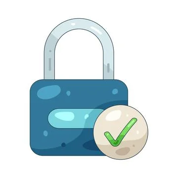 Illustration of locked padlock with a check mark Stock Illustration