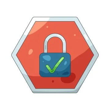 Illustration of locked padlock with a check mark Stock Illustration