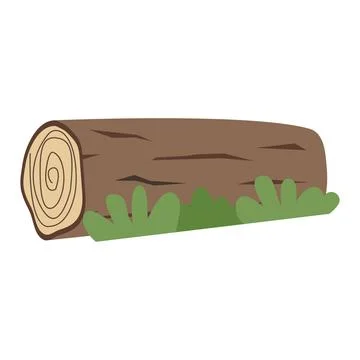 Illustration of a Log with Grass Stock Illustration