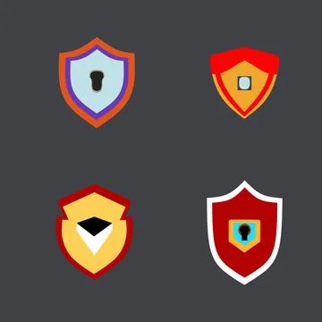 Illustration logo vector set Tameng keamanan simbol perlindungan Stock Illustration