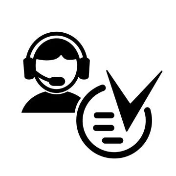  illustration, logo, web icon of a man in headphones, a support service operator Stock Illustration