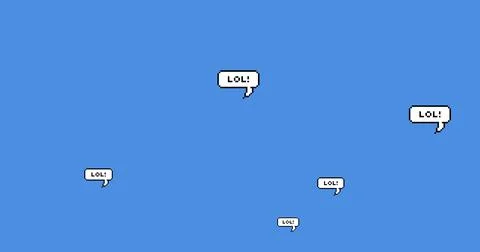 Illustration of lol text in speech bubbles against blue background, copy space イラスト素材
