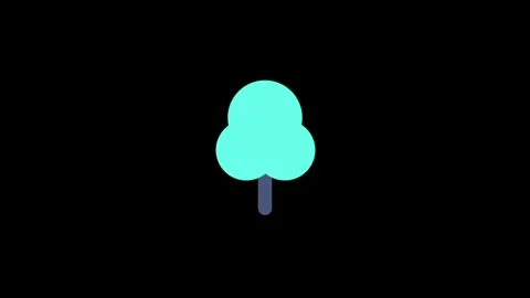 Illustration of a Lone Tree on a Simple Black Background Vídeos de archivo 341917795