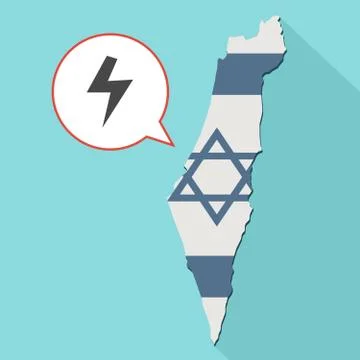 Illustration of a long shadow Israel map with its flag and a comic balloon イラスト素材