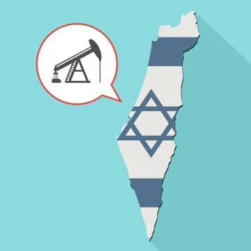 Illustration of a long shadow Israel map with its flag and a comic balloon イラスト素材