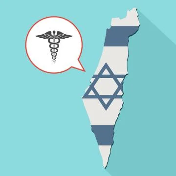 Illustration of a long shadow Israel map with its flag and a comic balloon Illustrazione stock