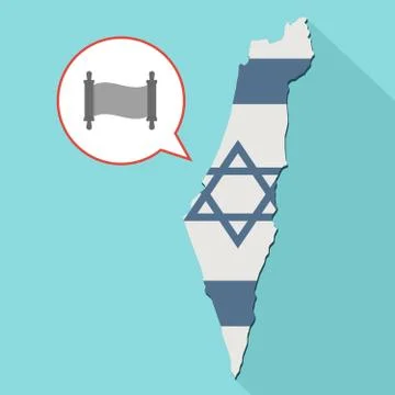 Illustration of a long shadow Israel map with its flag and a comic balloon Illustrazione stock