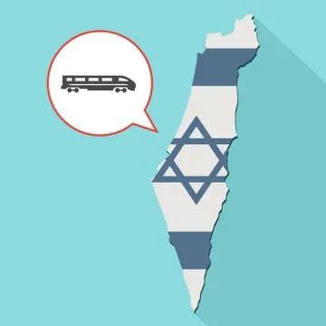 Illustration of a long shadow Israel map with its flag and a comic balloon イラスト素材