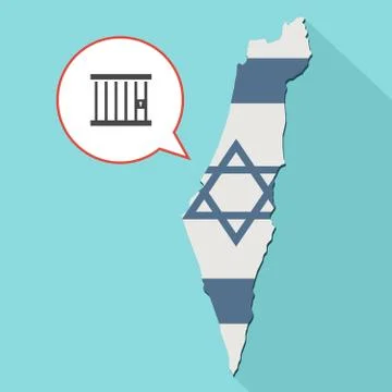 Illustration of a long shadow Israel map with its flag and a comic balloon イラスト素材