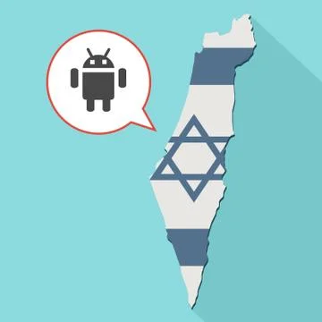 Illustration of a long shadow Israel map with its flag and a comic balloon Illustrazione stock