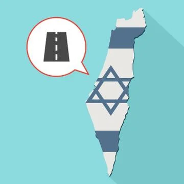Illustration of a long shadow Israel map with its flag and a comic balloon Stock Illustration