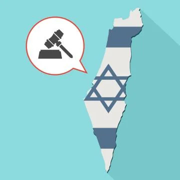 Illustration of a long shadow Israel map with its flag and a comic balloon イラスト素材